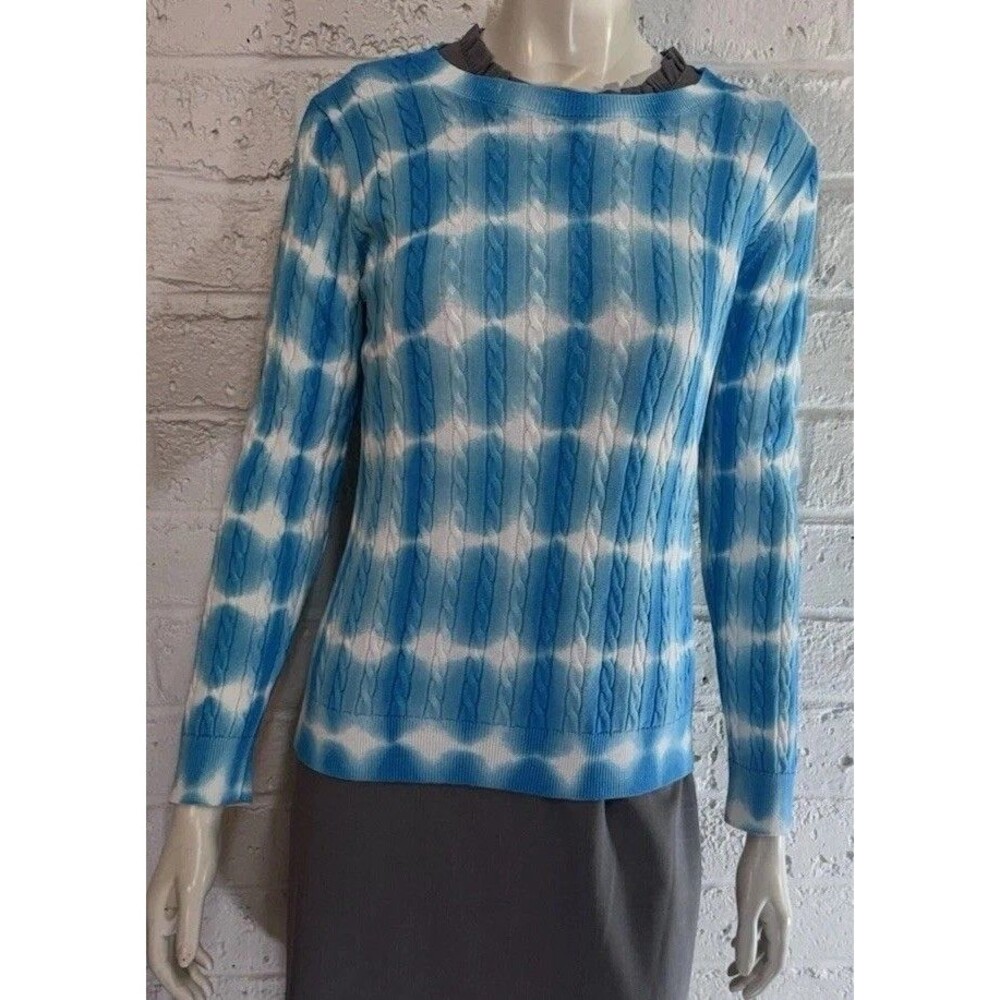 Talbots Blue Sweater Women's Medium Cotton Blend Summer Coastal